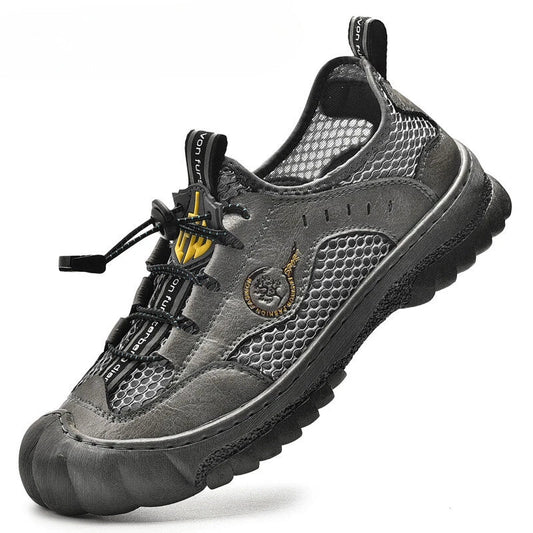 Zapatillas de senderismo de hombre en piel y malla transpirable