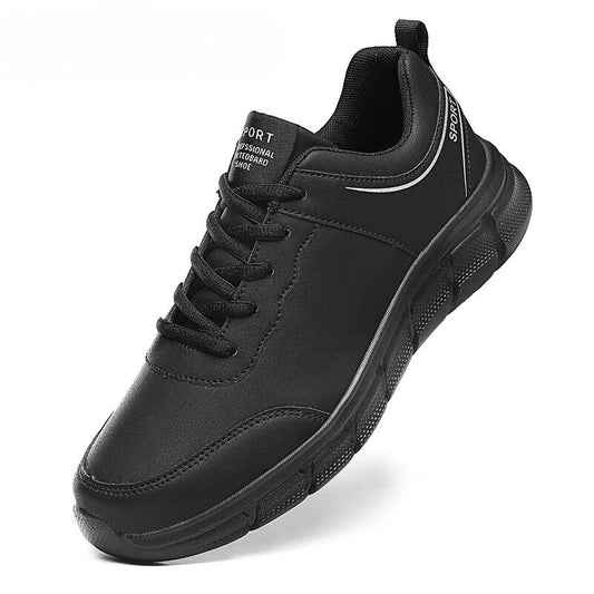 Zapatillas casual de hombre negras de piel sintética